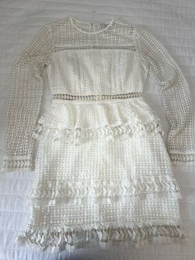 Endless Rose White Lace Long-Sleeve Peplum Dress